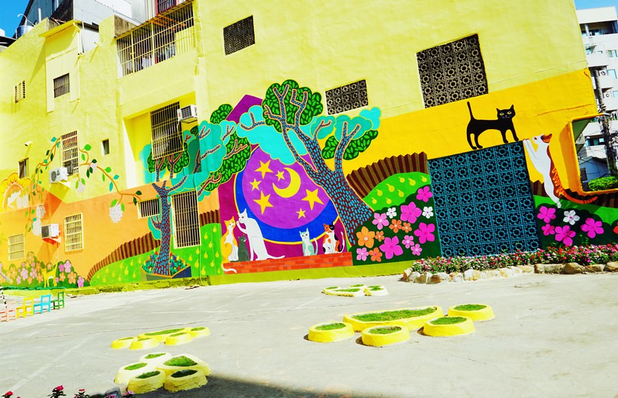 台南中西區景點 銀同社區 清水 彩色生活巷弄 貓咪高地 繽紛彩繪牆塗鴉